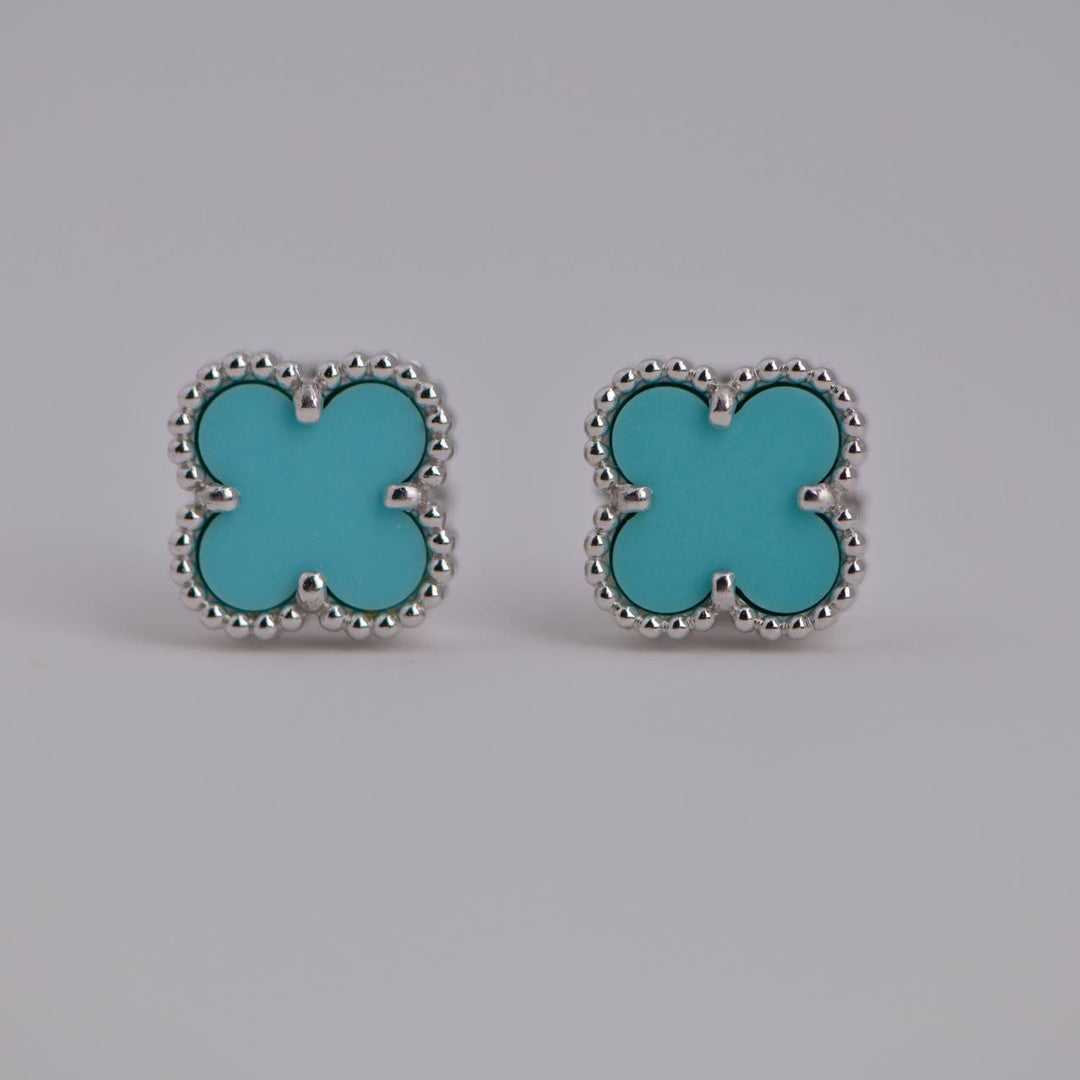 Van Cleef & Arpels Sweet Alhambra Turquoise 18K White Gold Earstuds