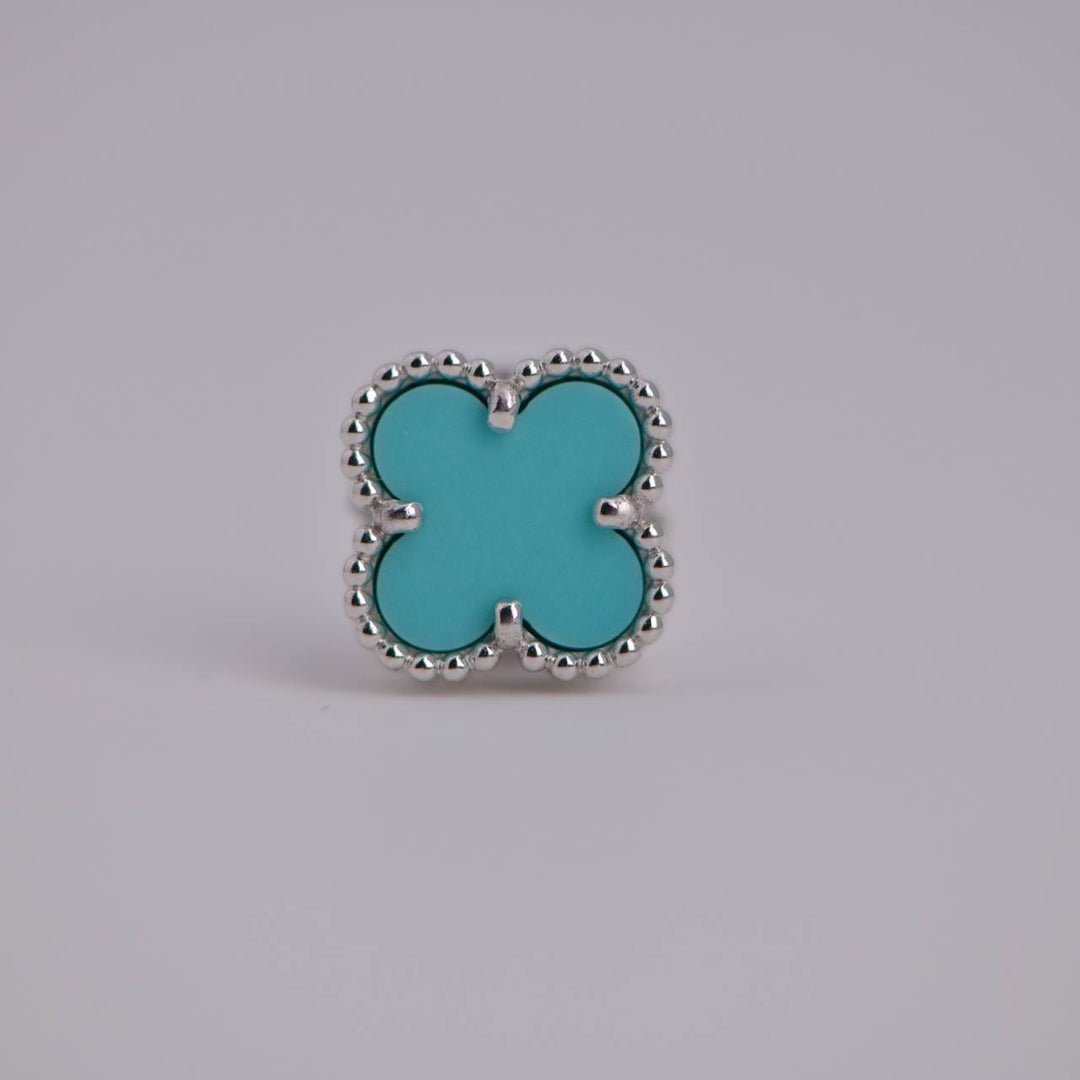 Van Cleef & Arpels Sweet Alhambra Turquoise 18K White Gold Earstuds