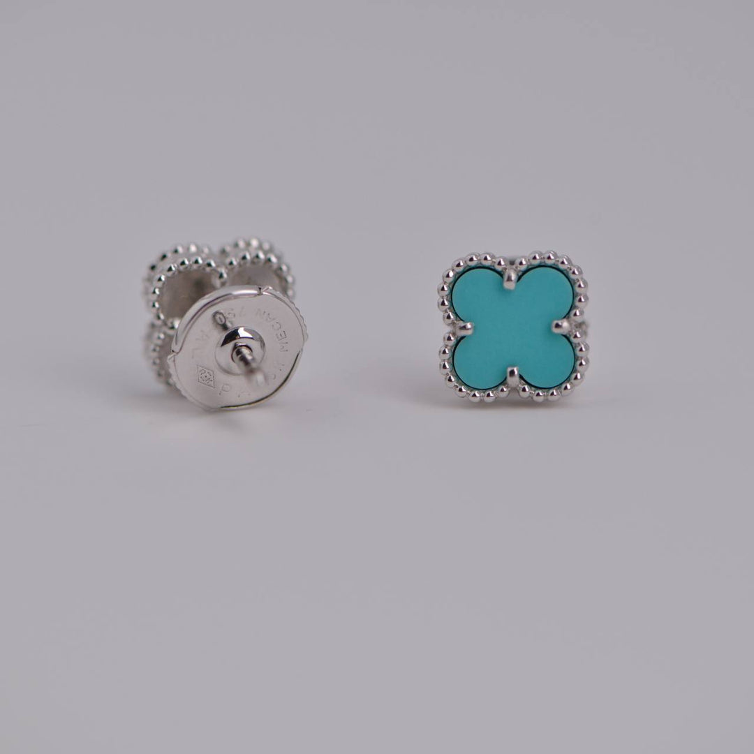 Van Cleef & Arpels Sweet Alhambra Turquoise 18K White Gold Earstuds