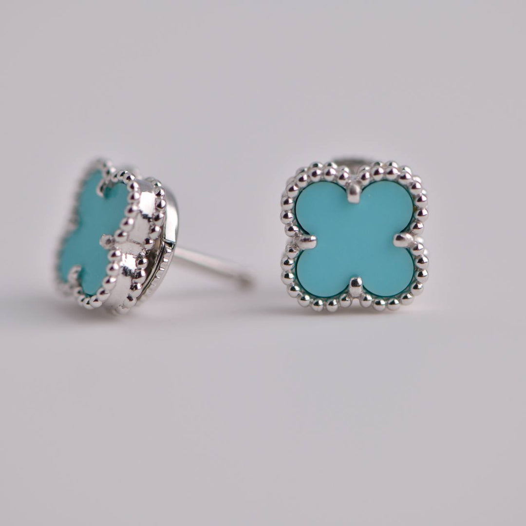 Van Cleef & Arpels Sweet Alhambra Turquoise 18K White Gold Earstuds