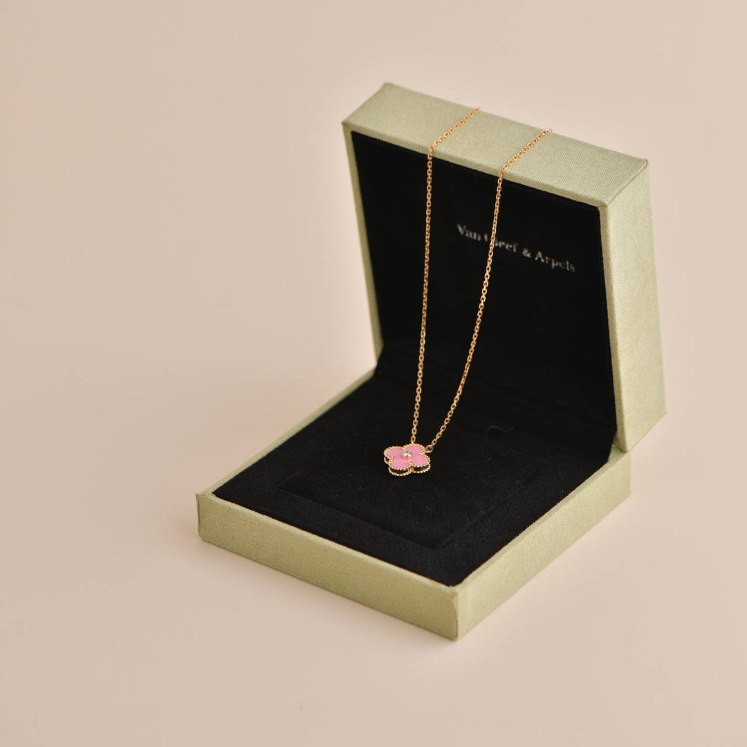 Van Cleef Alhambra 2015 Holiday Diamond Pink Sèvres Porcelain Pendant