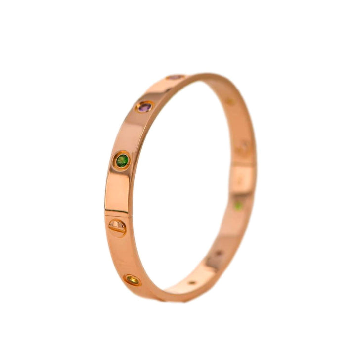 Cartier Love Bracelet 10 Multi Gemstone Rose Gold Size 17