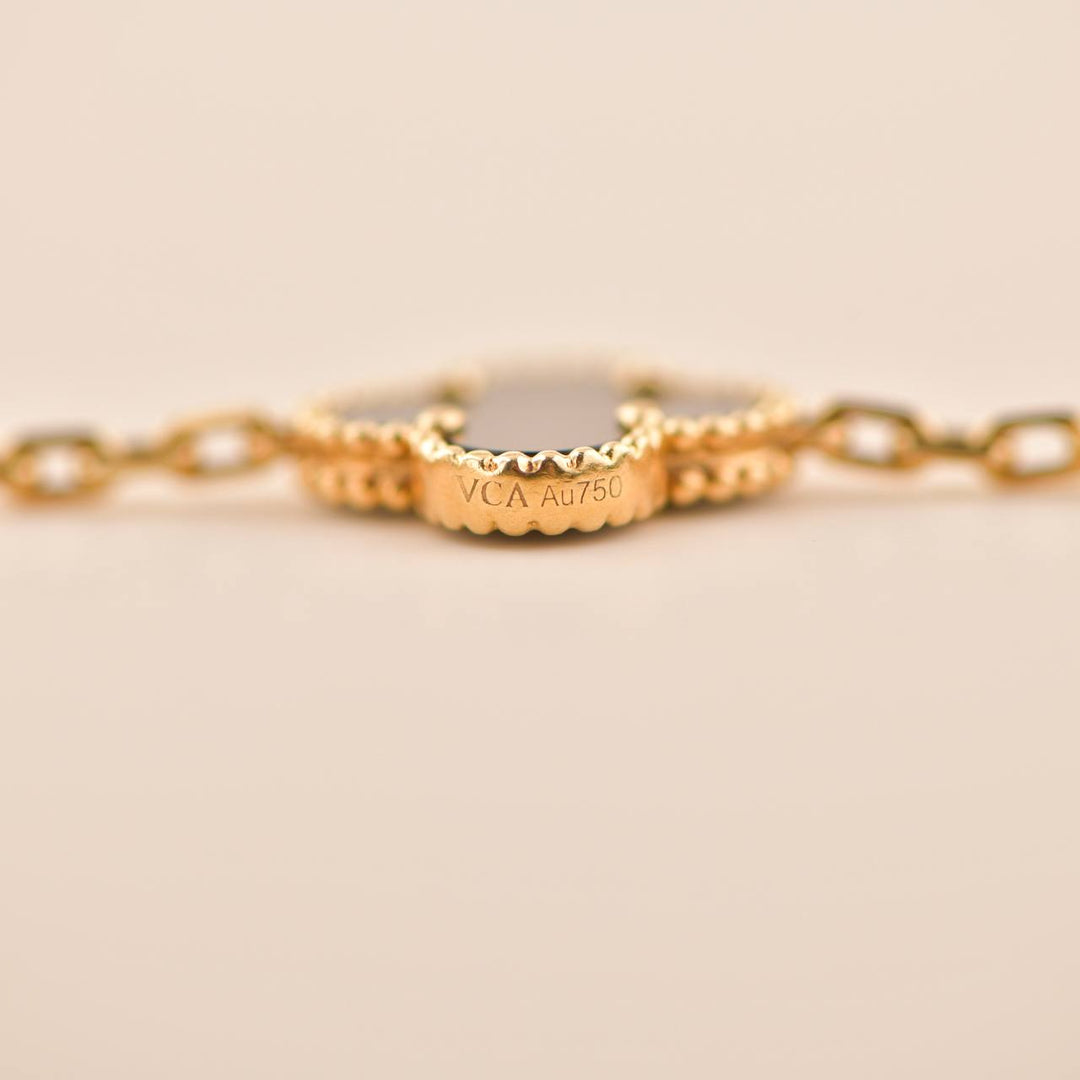 Van Cleef & Arpels Black Onyx Vintage Alhambra Yellow Gold Bracelet