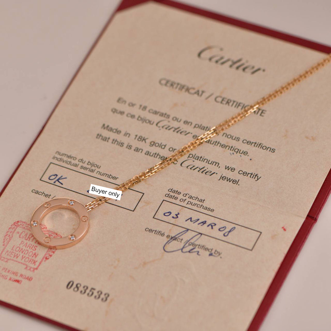 Cartier LOVE 3 Diamonds Rose Gold Necklace