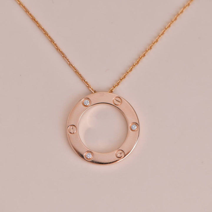 Cartier LOVE 3 Diamonds Rose Gold Necklace