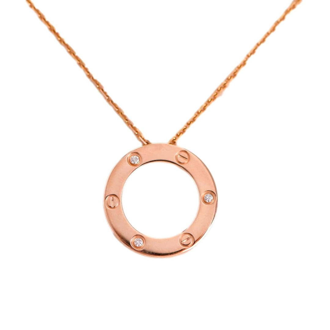 Cartier LOVE 3 Diamonds Rose Gold Necklace