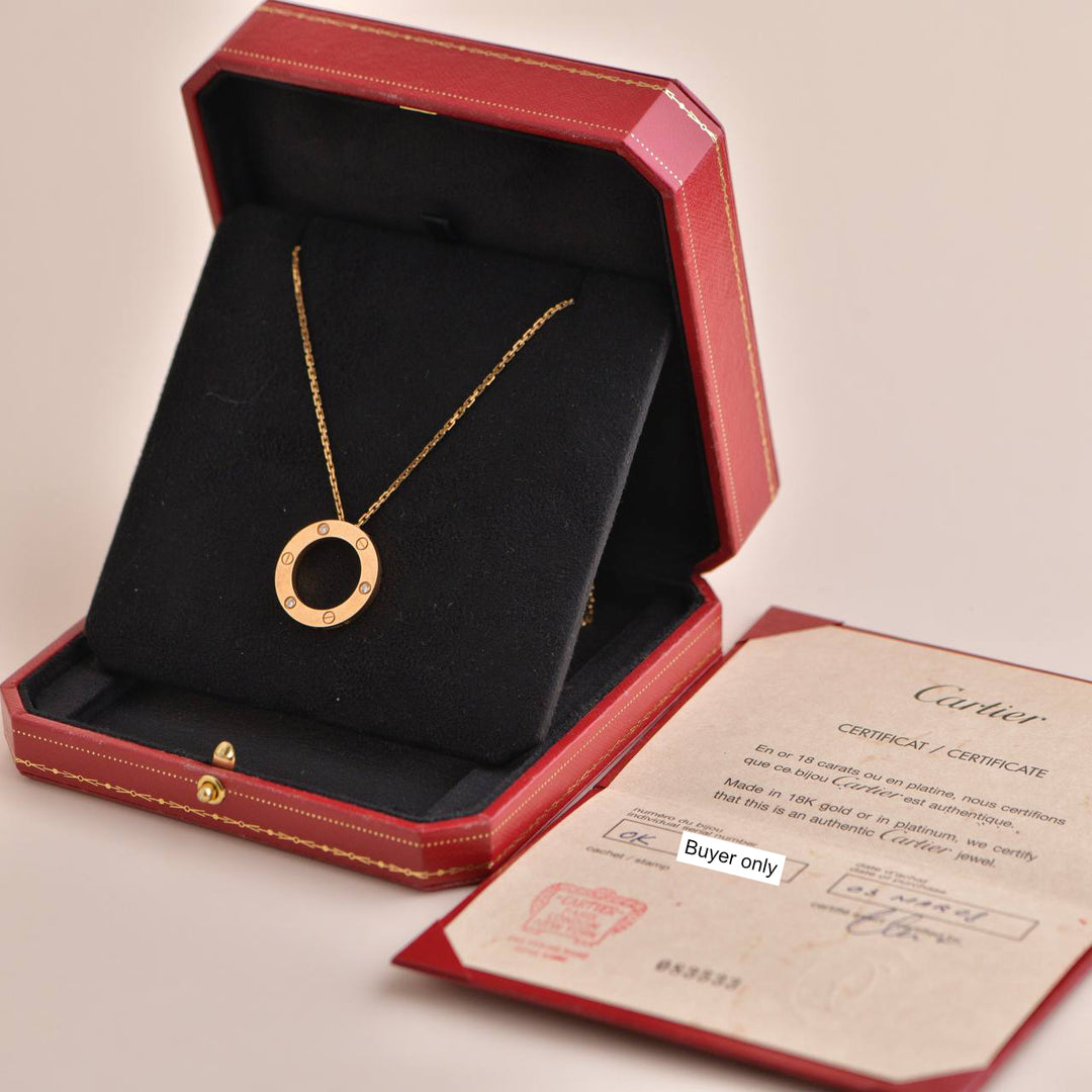 Cartier LOVE 3 Diamonds Rose Gold Necklace