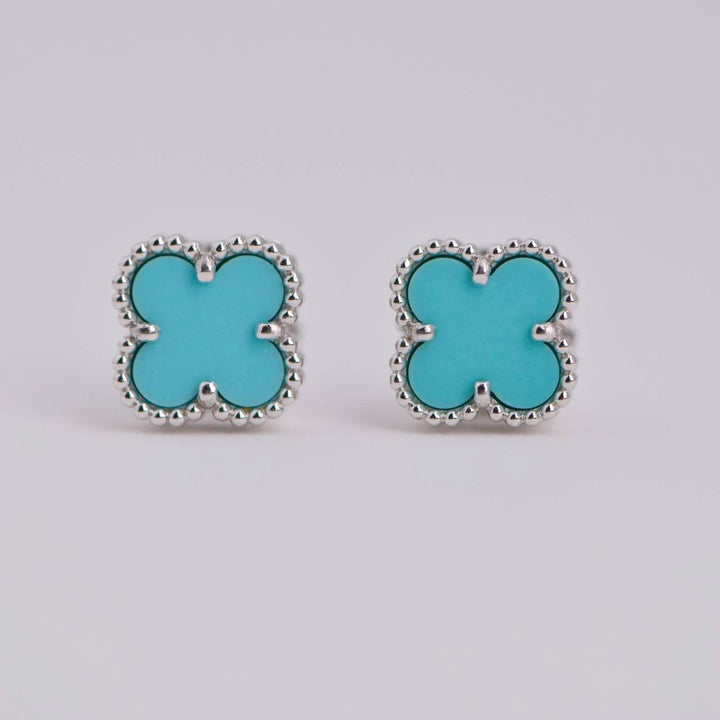 Van Cleef & Arpels Sweet Alhambra Turquoise 18K White Gold Earstuds