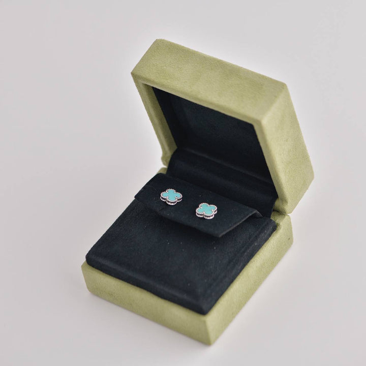 Van Cleef & Arpels Sweet Alhambra Turquoise 18K White Gold Earstuds