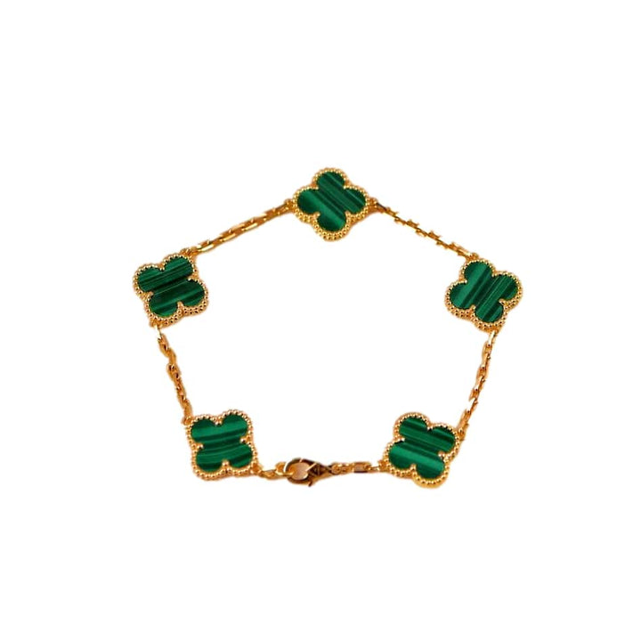 Van Cleef & Arpels Vintage Alhambra Malachite Yellow Gold Bracelet