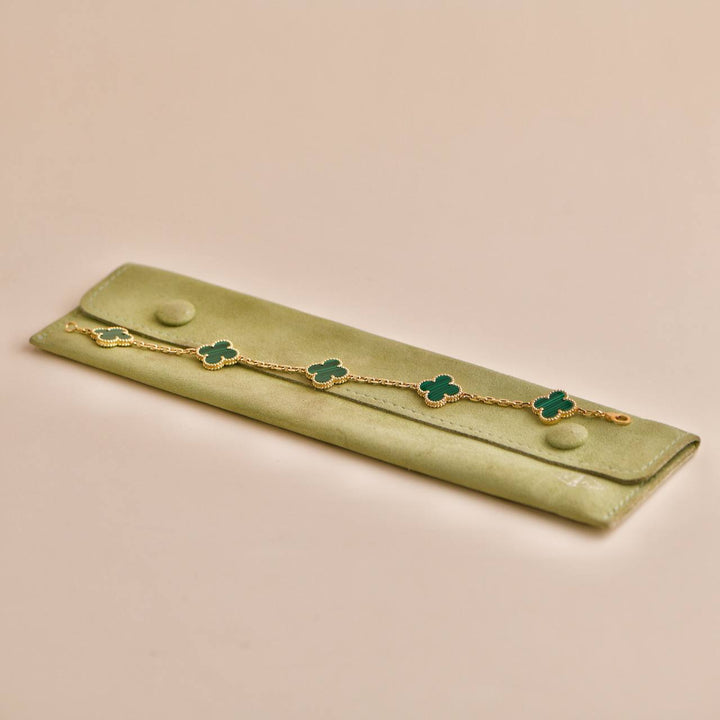 Van Cleef & Arpels Vintage Alhambra Malachite Yellow Gold Bracelet