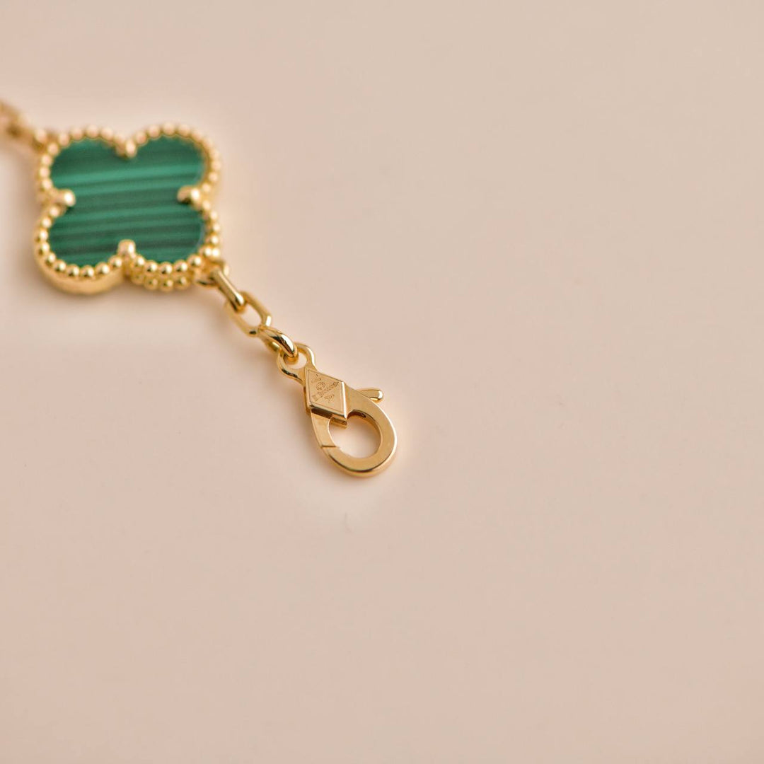 Van Cleef & Arpels Vintage Alhambra Malachite Yellow Gold Bracelet