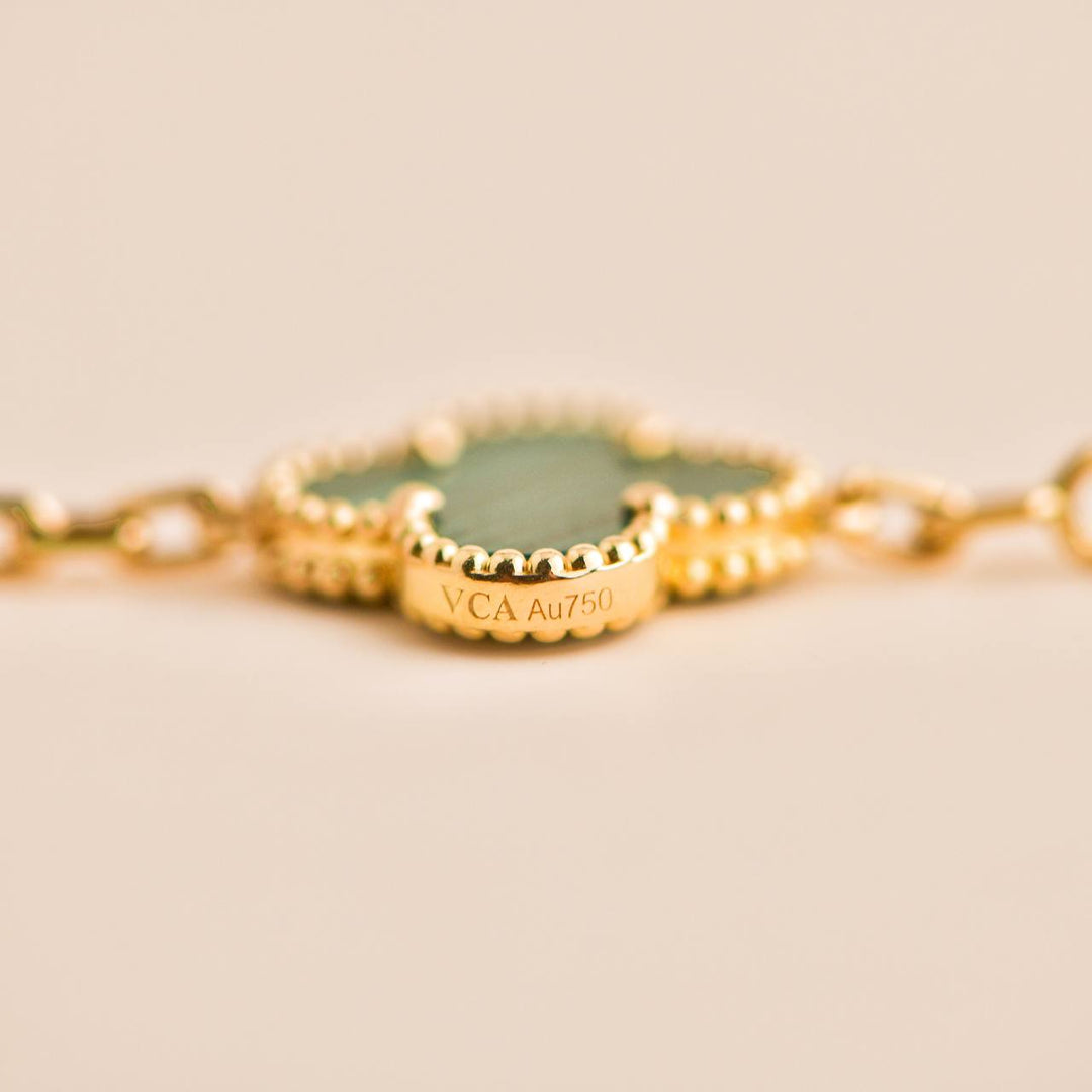 Van Cleef & Arpels Vintage Alhambra Malachite Yellow Gold Bracelet