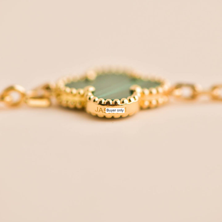 Van Cleef & Arpels Vintage Alhambra Malachite Yellow Gold Bracelet