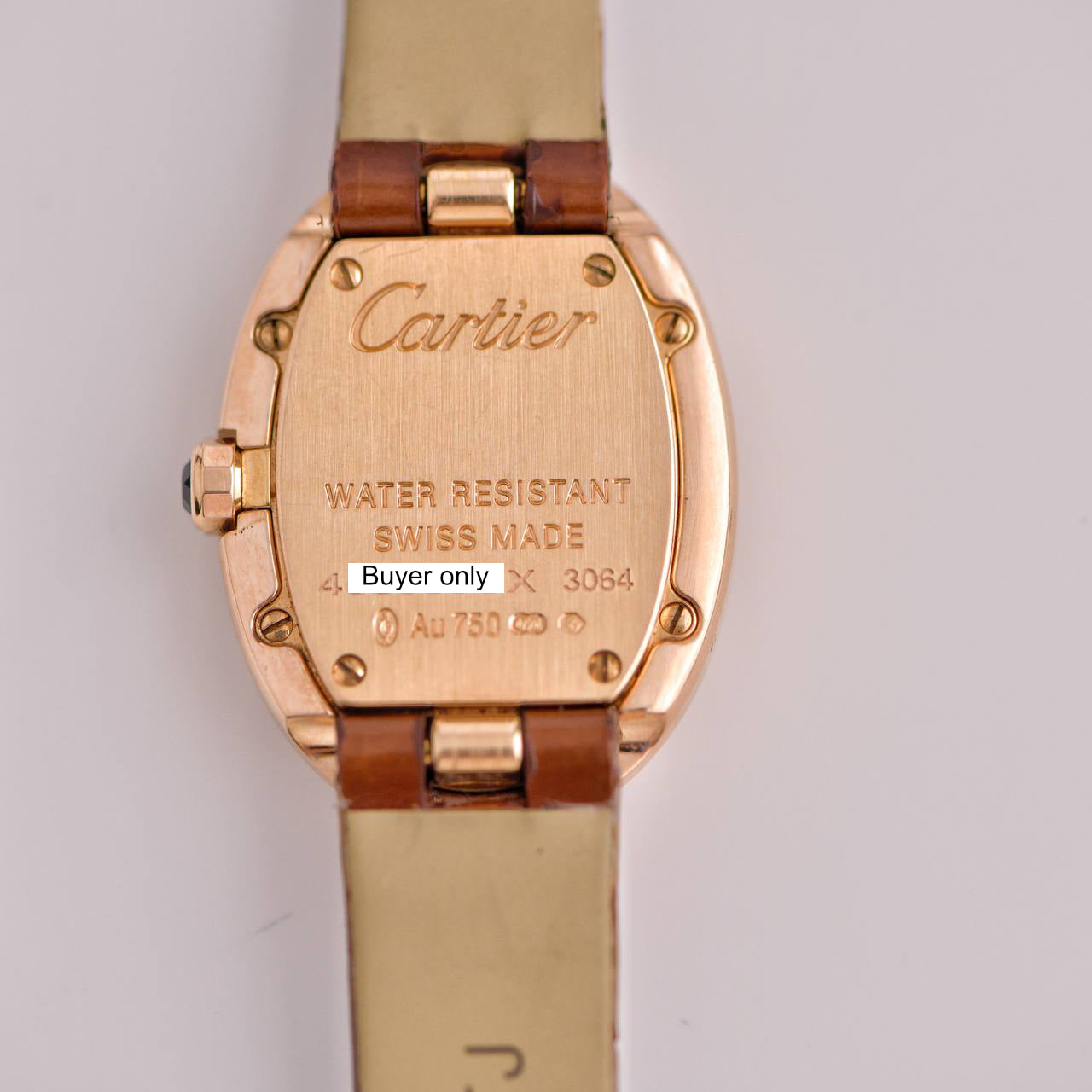 Cartier Baignoire Small Model 18k Rose Gold on Leather W8000007