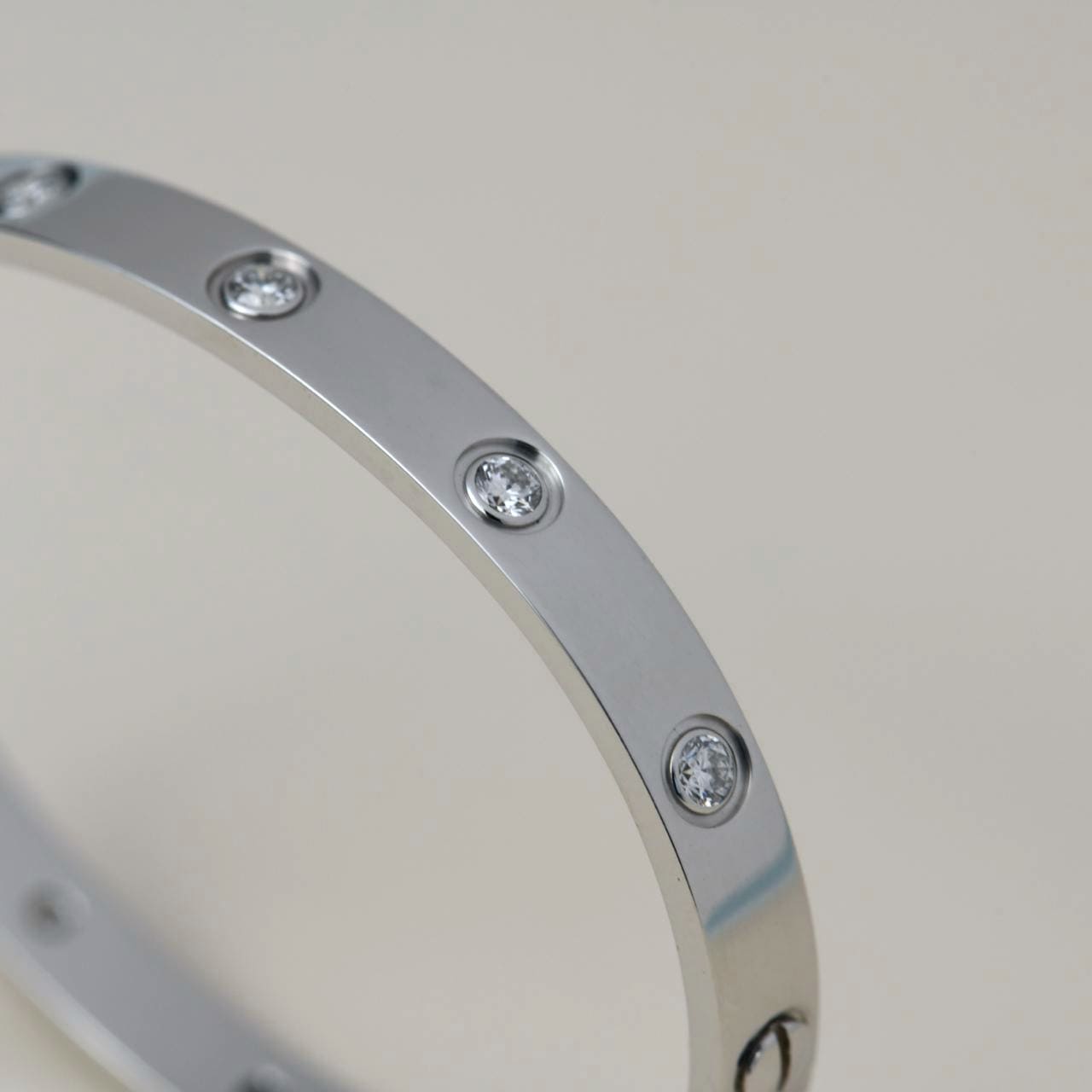 Cartier Love Bracelet Ten Diamonds 18K White Gold Size 16