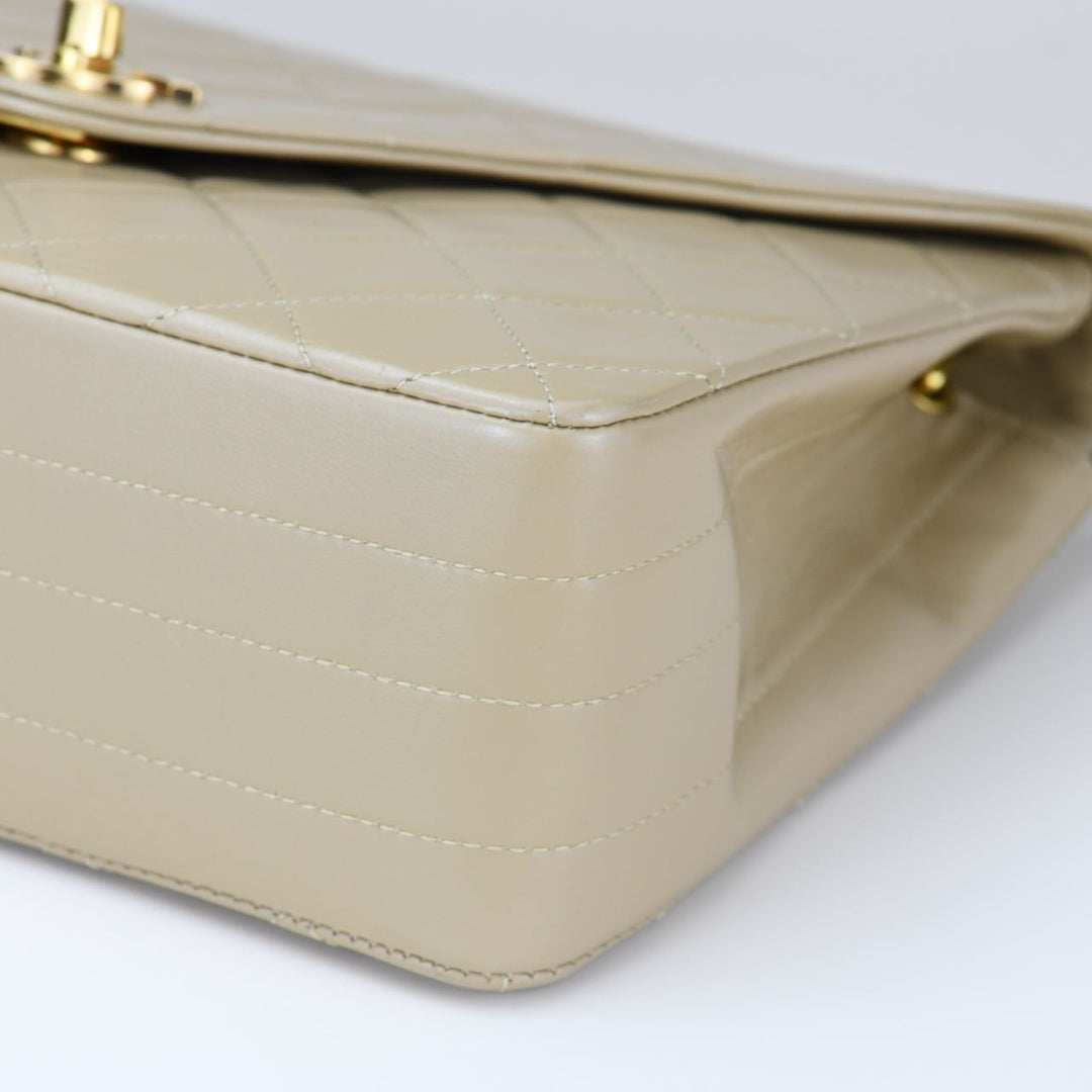 Chanel Vintage Beige Lambskin Single Flap Bag