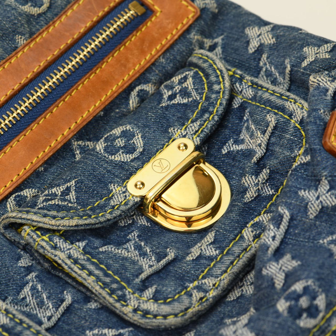 Louis Vuitton blue denim clutch pochette bag-Louis Vuitton Blue Denim Clutch  Pochette Bag-RELOVE DELUXE