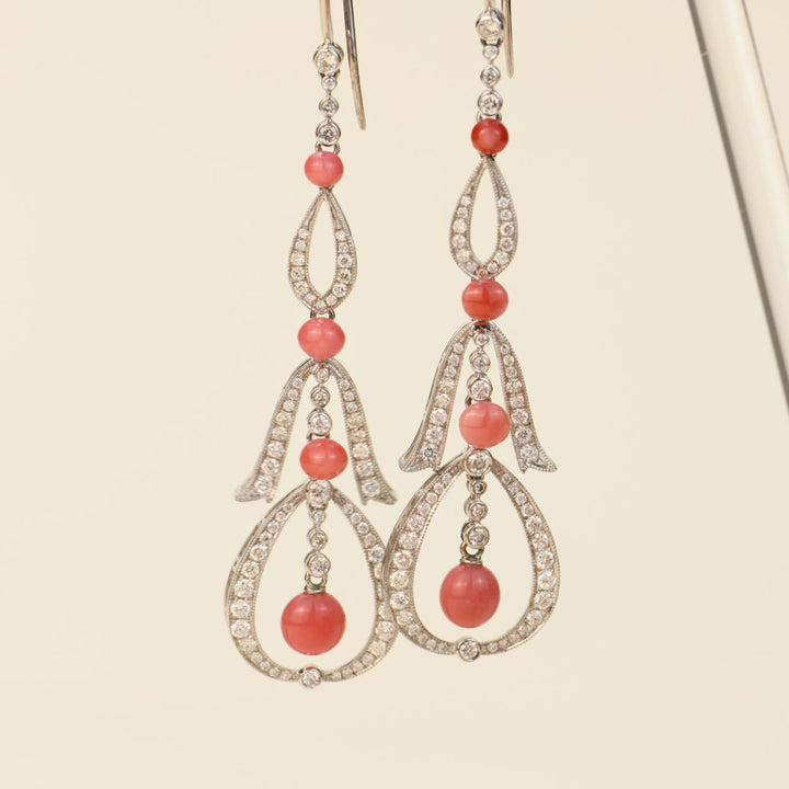 Pair of Conch Pearl and Diamond 18 Karat Earrings