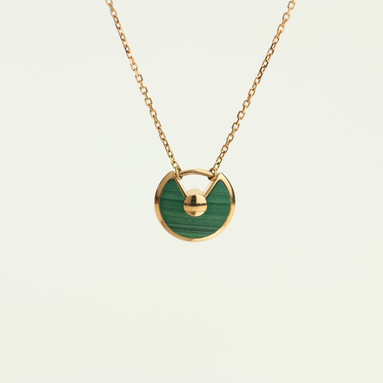 Cartier Amulette de 18K Yellow Gold Malachite Pendant Necklace