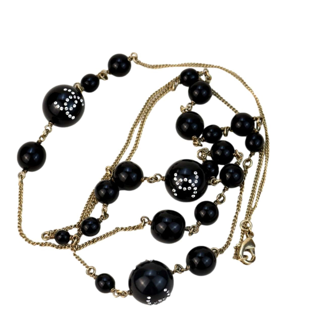 Chanel CC Black Beads Long Chain Necklace – Dandelion Antiques