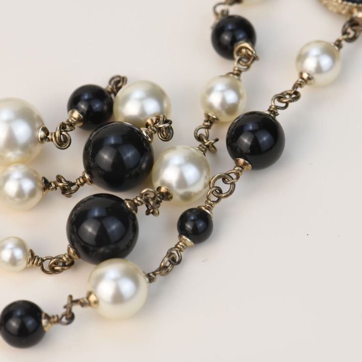 Chanel Pearl Black Beads CC Baroque Sautoir Necklace
