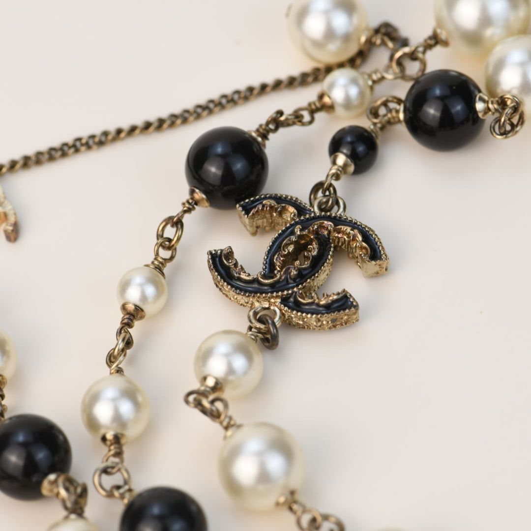 Chanel Pearl Black Beads CC Baroque Sautoir Necklace – Dandelion