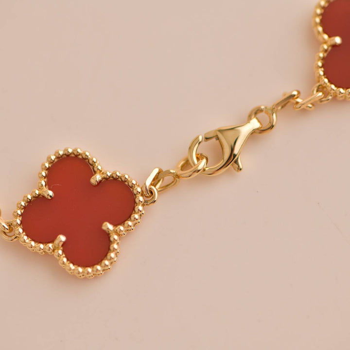 Van Cleef & Arpels Vintage Alhambra Carnelian Yellow Gold Bracelet