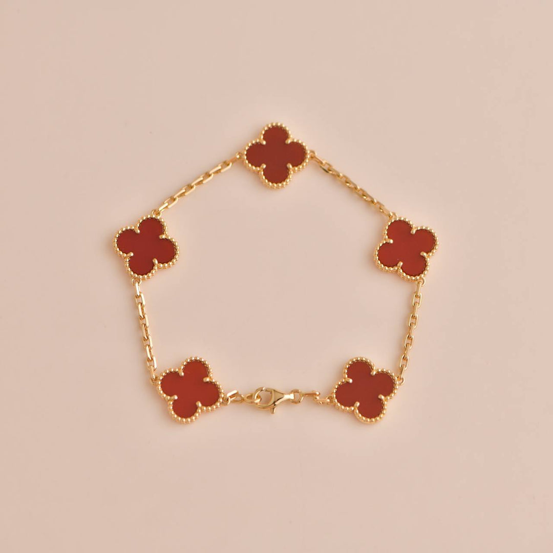 Van Cleef & Arpels Vintage Alhambra Carnelian Yellow Gold Bracelet