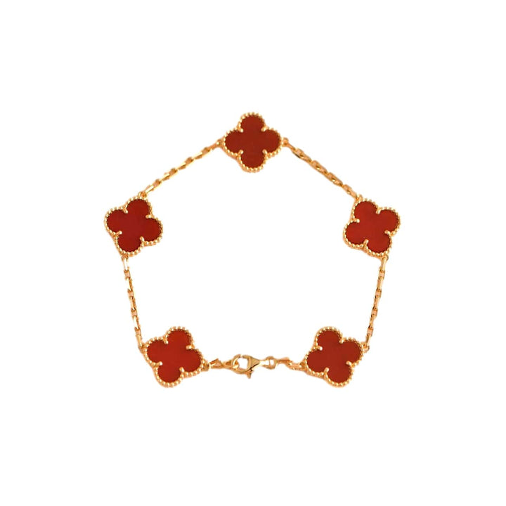 Van Cleef & Arpels Vintage Alhambra Carnelian Yellow Gold Bracelet