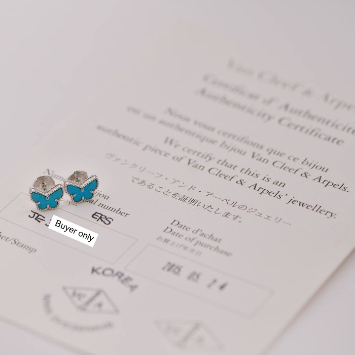 Van Cleef & Arpels Sweet Alhambra Turquoise Butterfly White Gold Earstuds