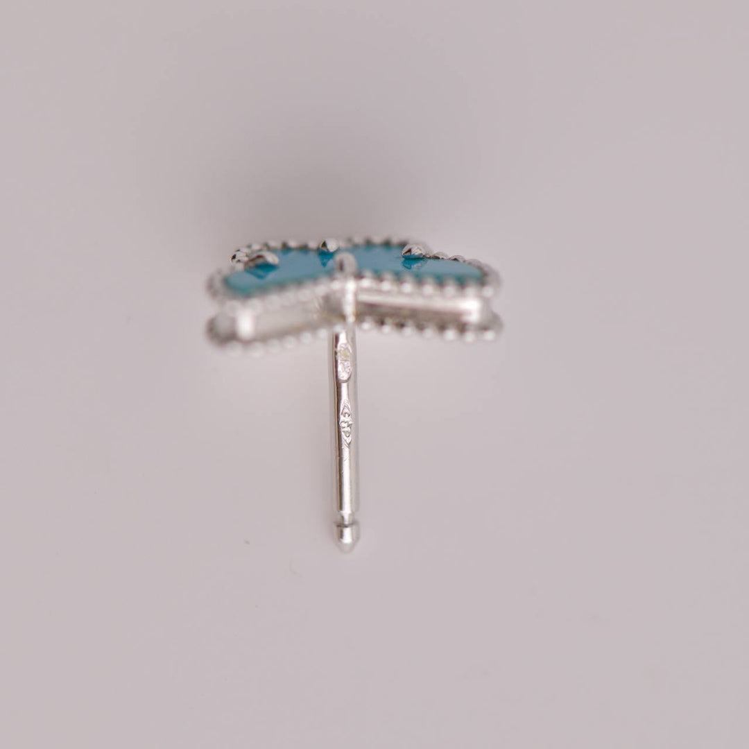 Van Cleef & Arpels Sweet Alhambra Turquoise Butterfly White Gold Earstuds