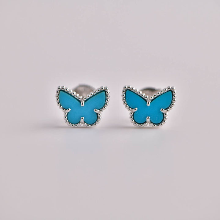 Van Cleef & Arpels Sweet Alhambra Turquoise Butterfly White Gold Earstuds