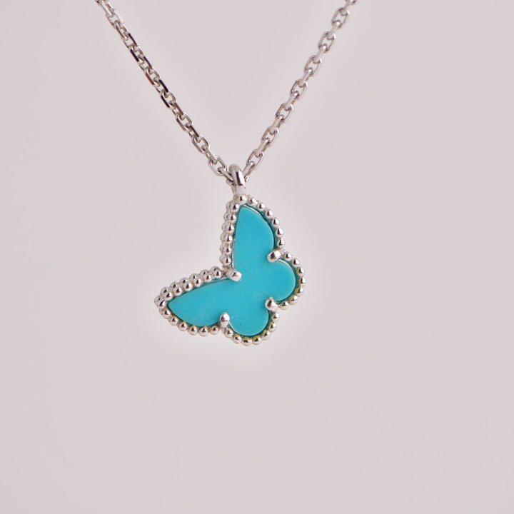 Van Cleef & Arpels Sweet Alhambra Turquoise Butterfly White Gold Pendant