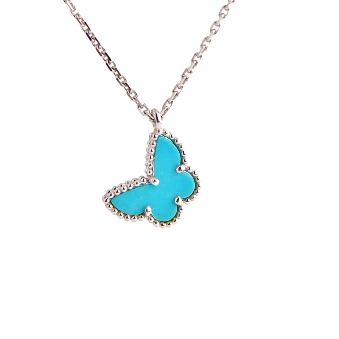 Van Cleef & Arpels Sweet Alhambra Turquoise Butterfly White Gold Pendant