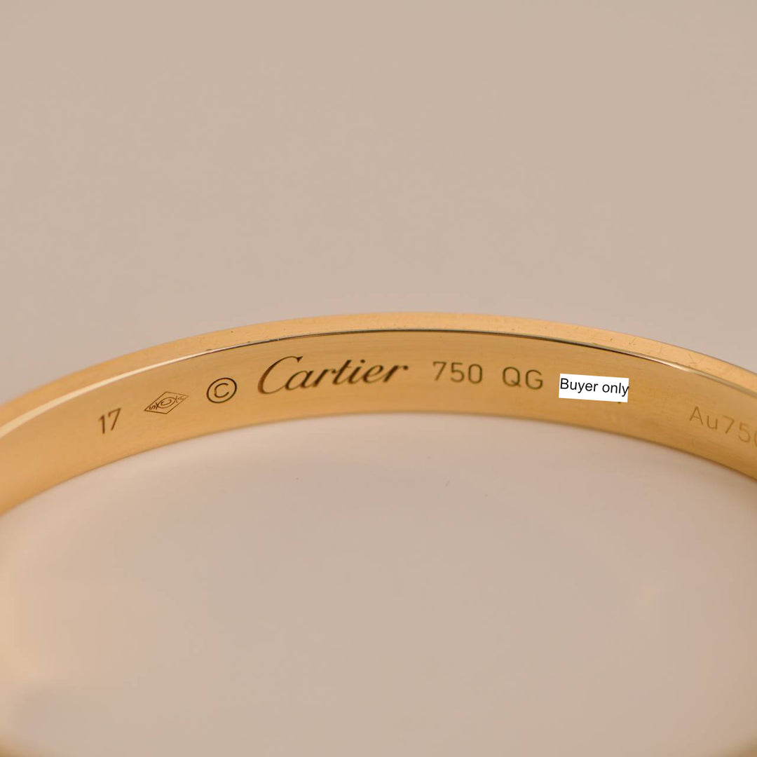 Cartier Love 18K Yellow Gold Cuff Bracelet Size 17