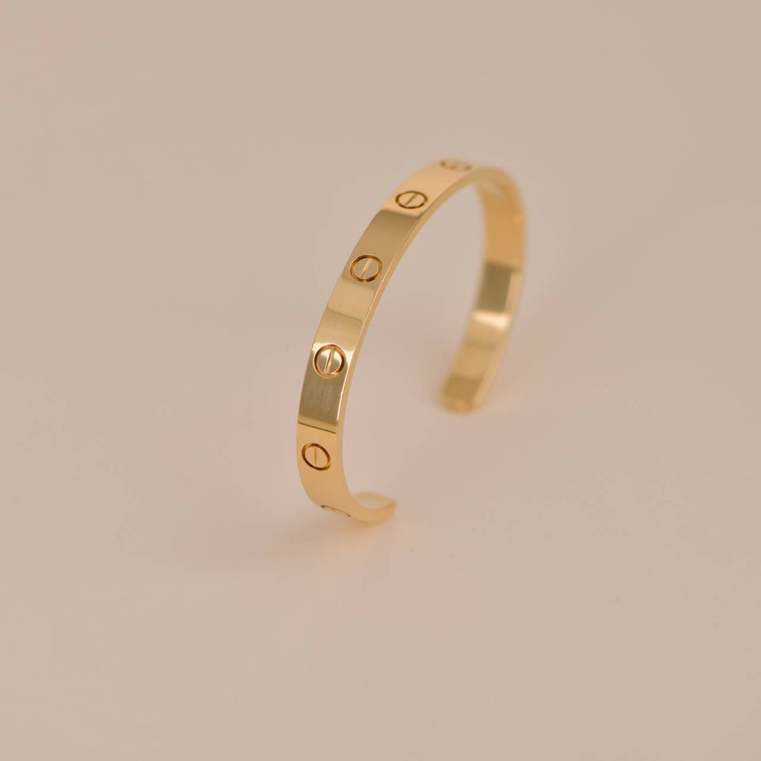 Cartier Love 18K Yellow Gold Cuff Bracelet Size 17