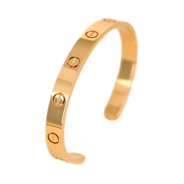 Cartier Love 18K Yellow Gold Cuff Bracelet Size 17