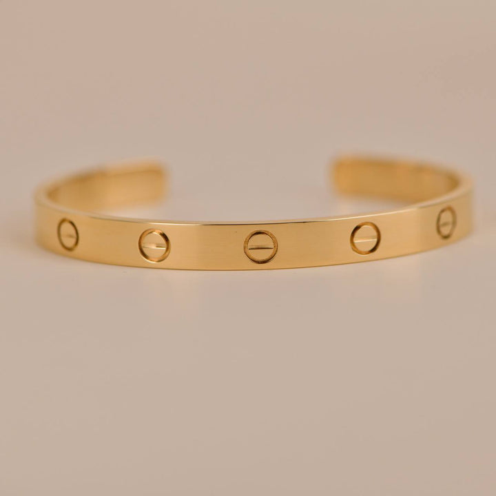 Cartier Love 18K Yellow Gold Cuff Bracelet Size 17