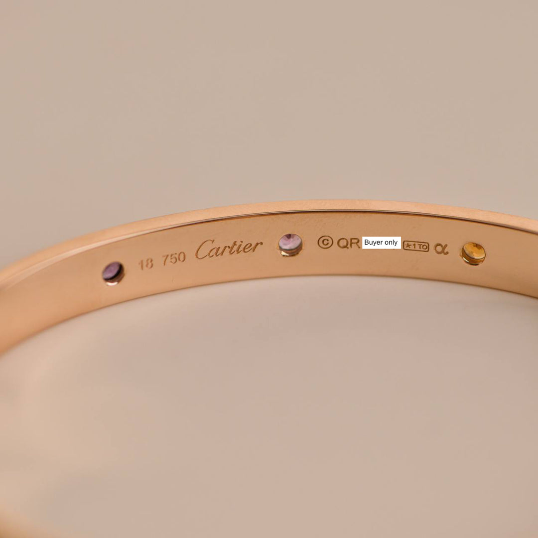 Cartier Love Bracelet 10 Multi Gemstone Rose Gold Size 18