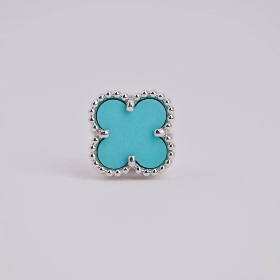 Van Cleef & Arpels Sweet Alhambra Turquoise 18K White Gold Earstuds