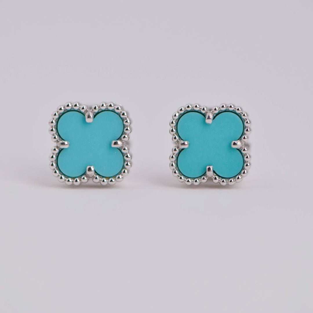 Van Cleef & Arpels Sweet Alhambra Turquoise 18K White Gold Earstuds