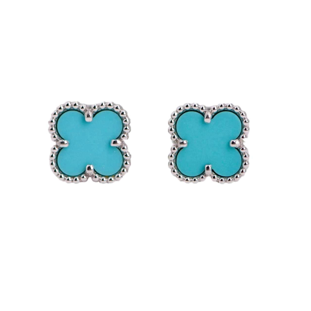 Van Cleef & Arpels Sweet Alhambra Turquoise 18K White Gold Earstuds