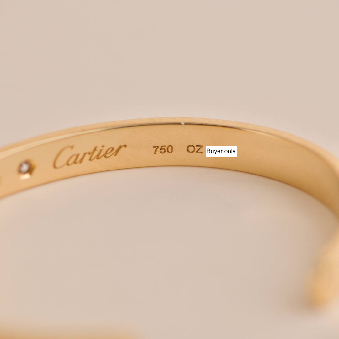 Cartier Love 1 Diamond Yellow Gold Cuff Bracelet Size 17