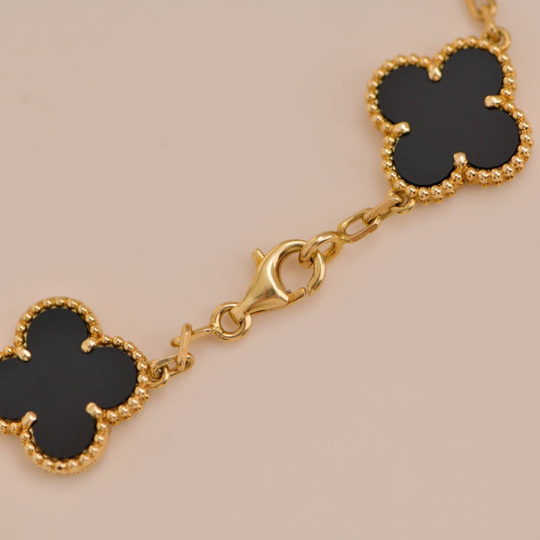 Van Cleef & Arpels Black Onyx Vintage Alhambra Yellow Gold Bracelet