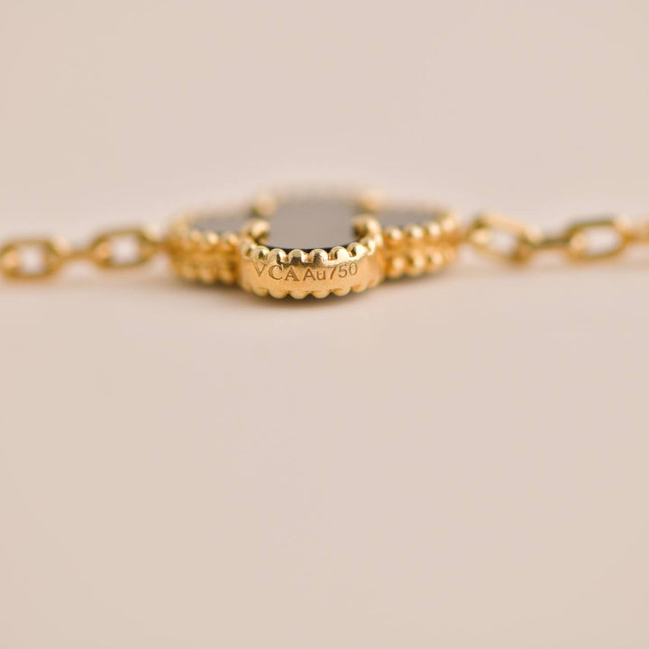 Van Cleef & Arpels Black Onyx Vintage Alhambra Yellow Gold Bracelet