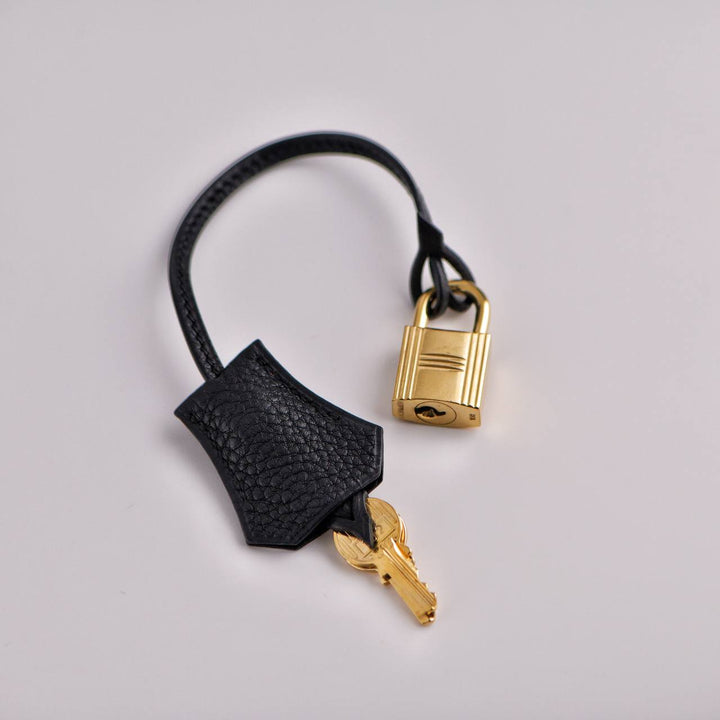 HERMÈS Vintage Kelly 32 Black Togo Retourné With Gold Hardware