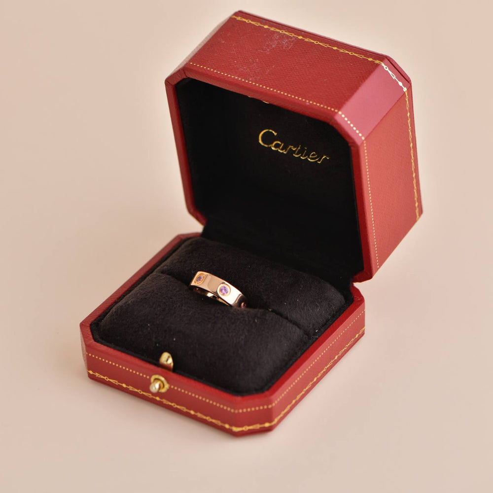 CARTIER 18K Pink Gold 4 Pink Sapphire LOVE Bracelet 16 453270