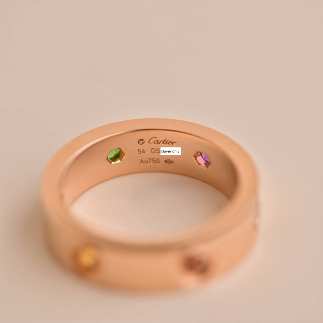 Cartier Love Rainbow Rose Gold Ring Size 54 – Dandelion Antiques