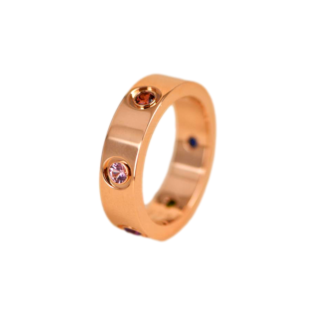 Cartier Love Rainbow Rose Gold Ring Size 54